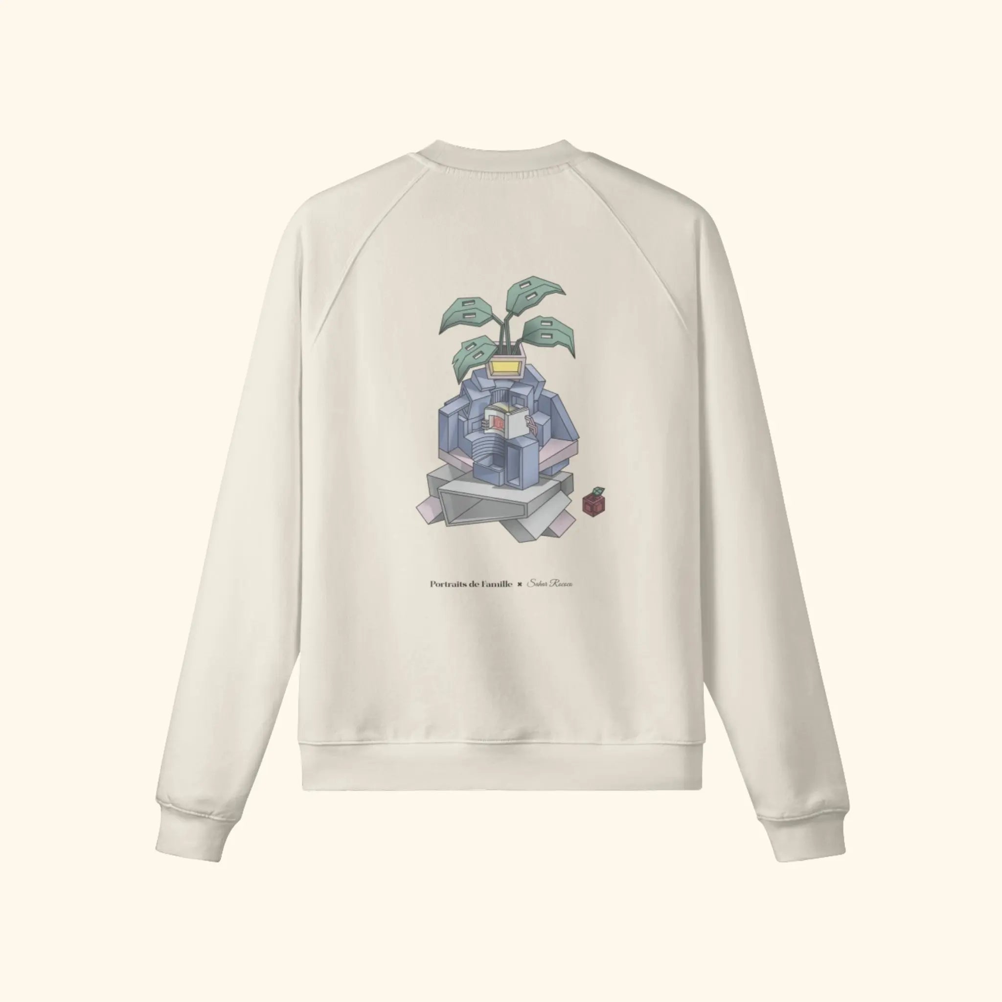 Portraits de Famille The Sweatshirt Blooming Pastel Beige Heavy Cotton Back