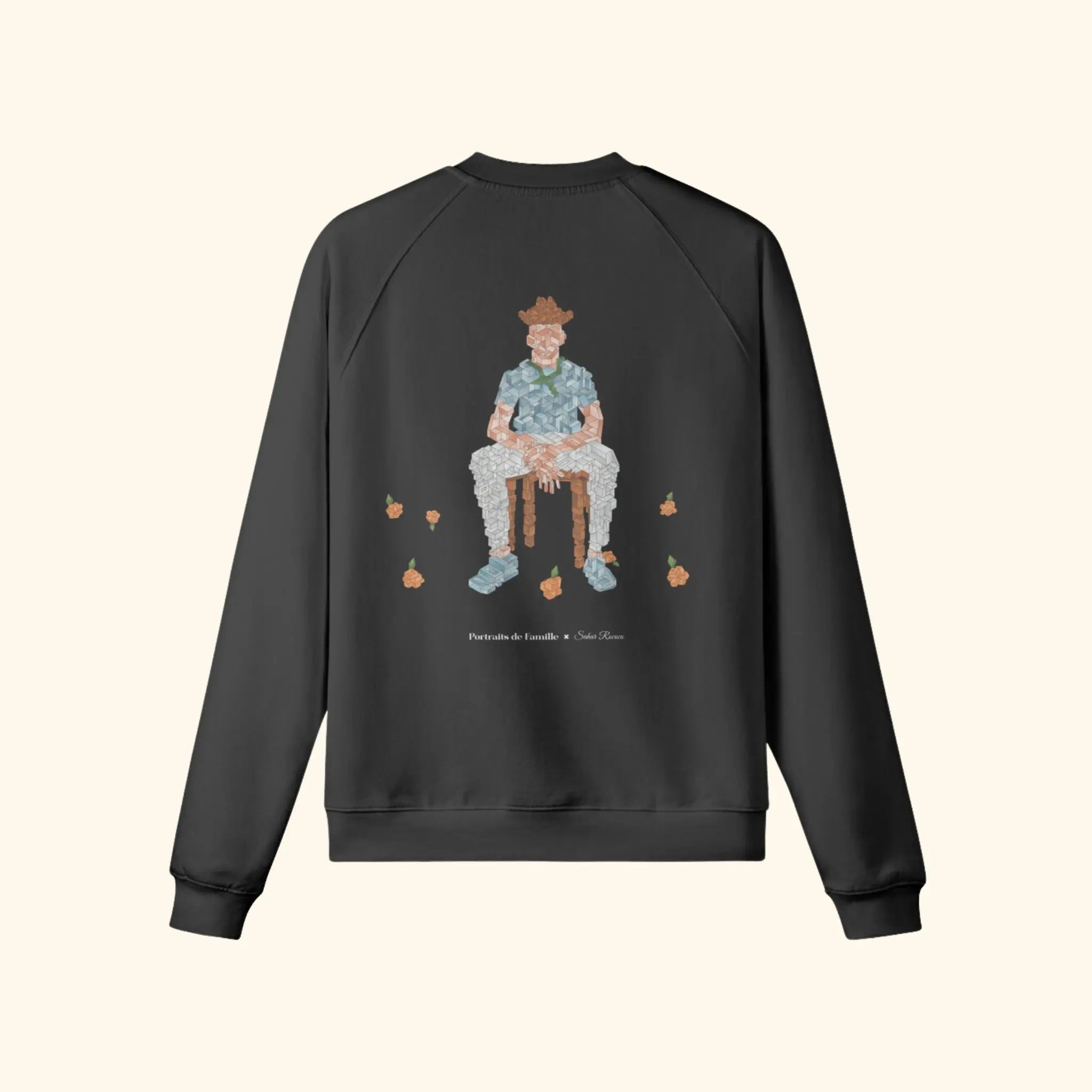 Portraits de Famille The Sweatshirt Falling Midnight Black Heavy Cotton Back