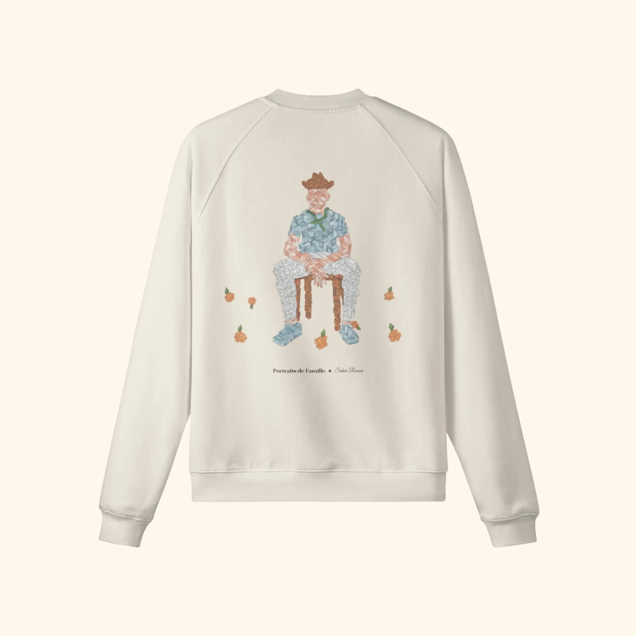 Portraits de Famille The Sweatshirt Falling Pastel Beige Heavy Cotton Back