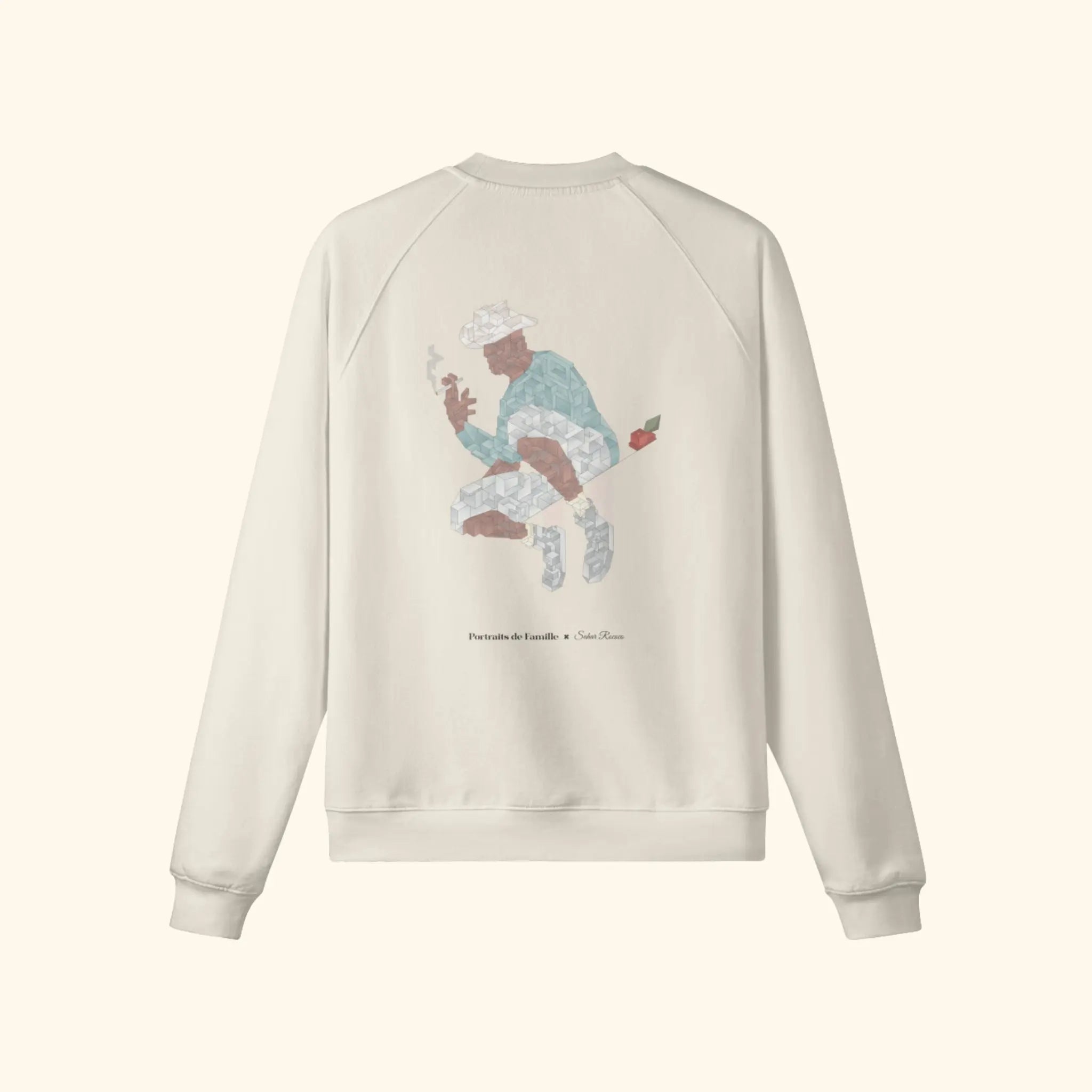 Portraits de Famille The Sweatshirt Fly Away Pastel Beige Heavy Cotton Back