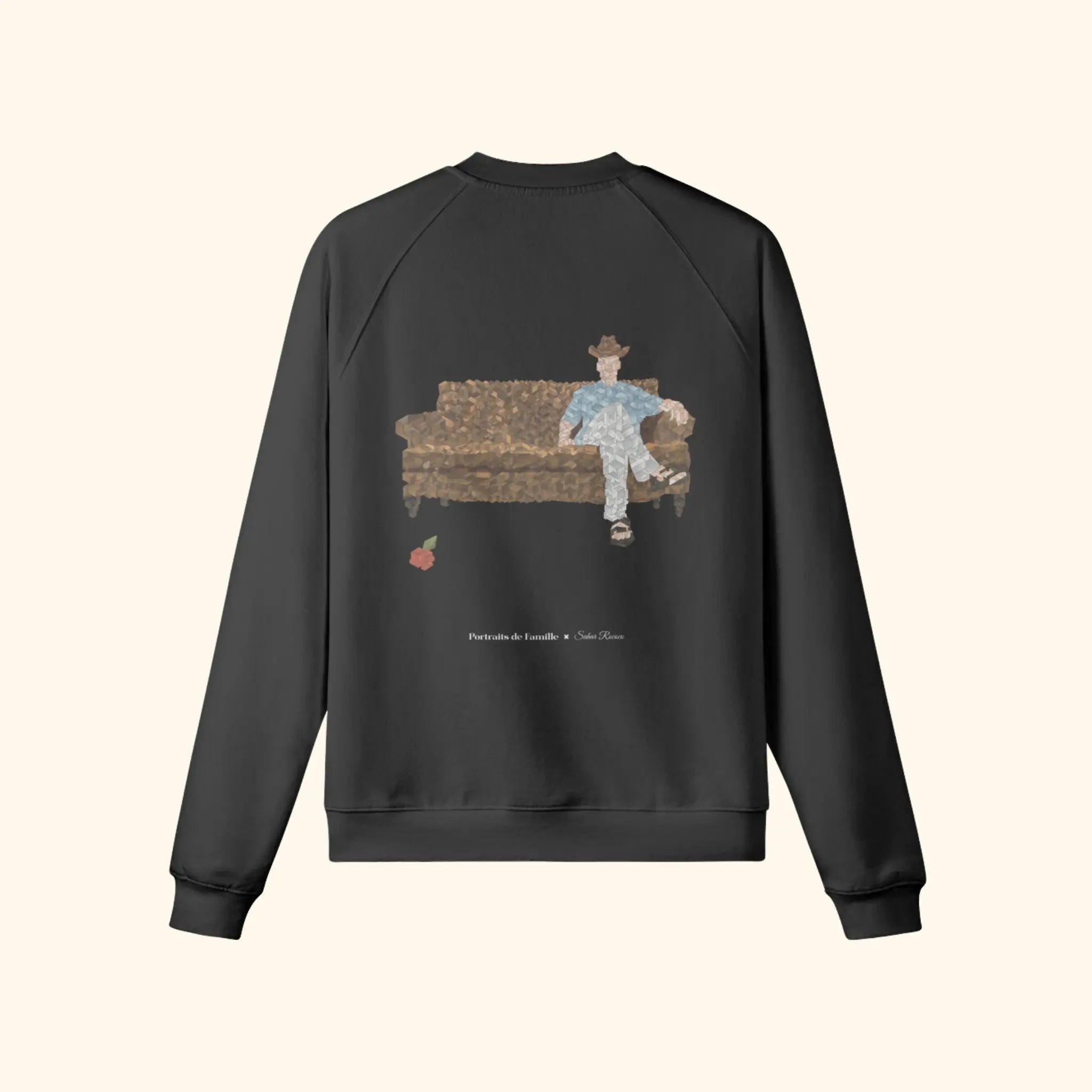 Portraits de Famille The Sweatshirt Waiting Room Midnight Black Heavy Cotton Back