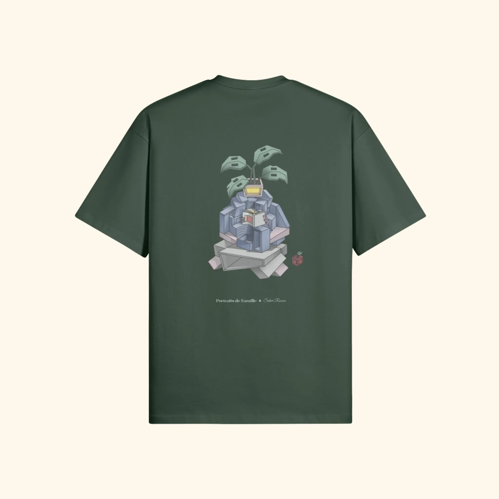Portraits de Famille The Tee Blooming Forest Green Heavy Cotton Back