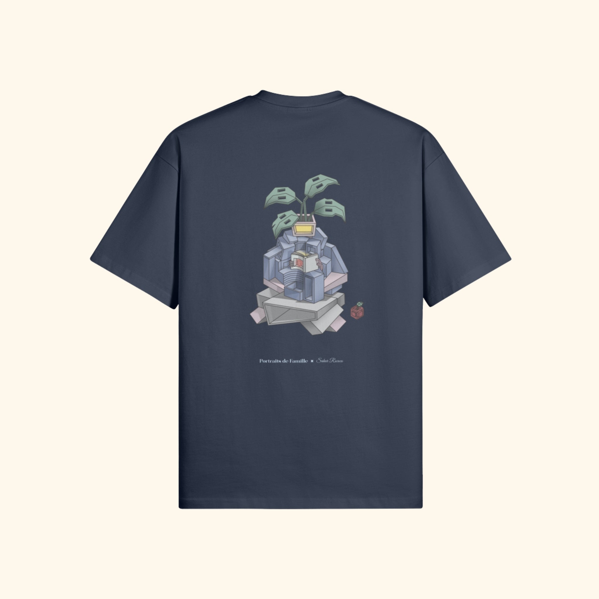 Portraits de Famille The Tee Blooming Harbor Blue Heavy Cotton Back