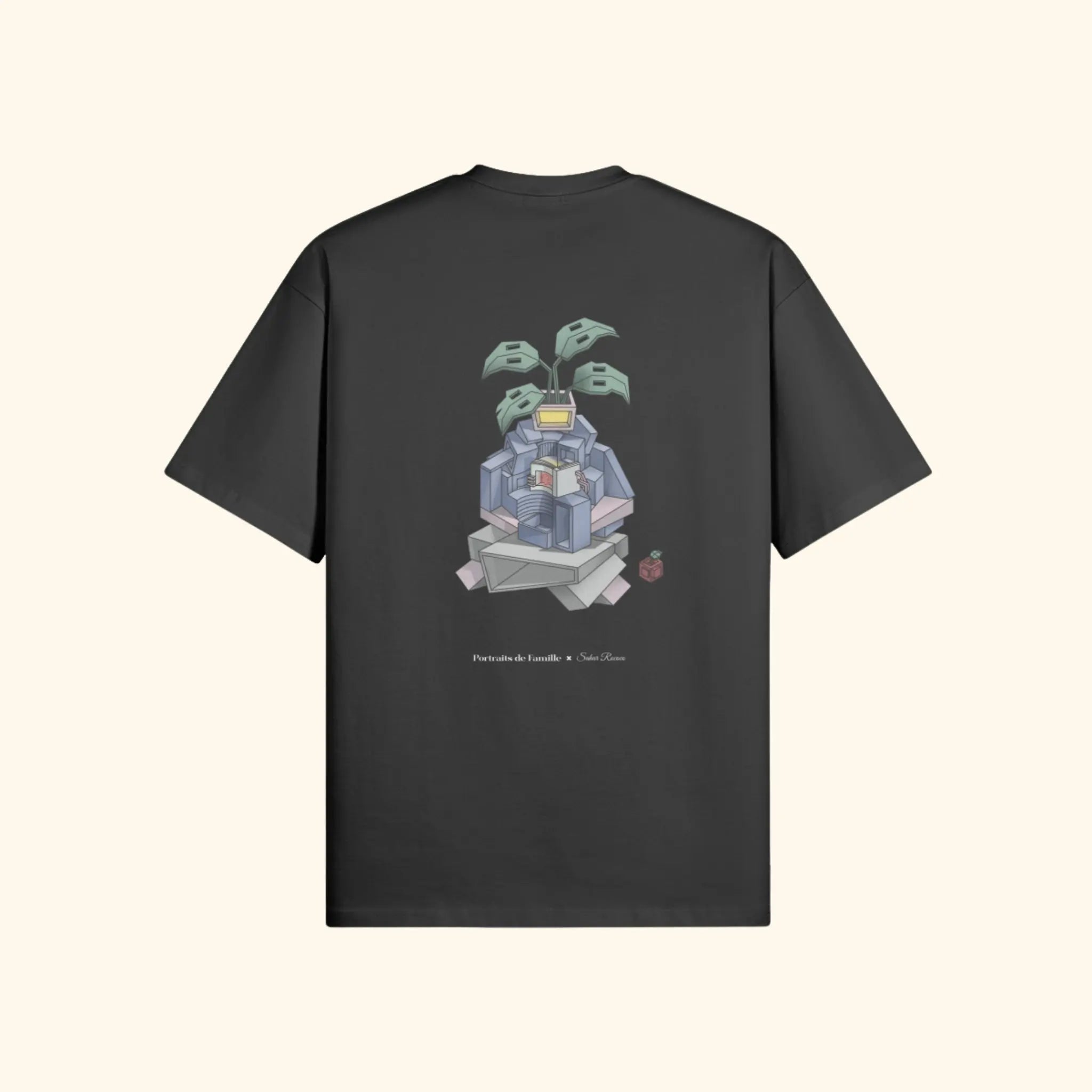 Portraits de Famille The Tee Blooming Midnight Black Heavy Cotton Back