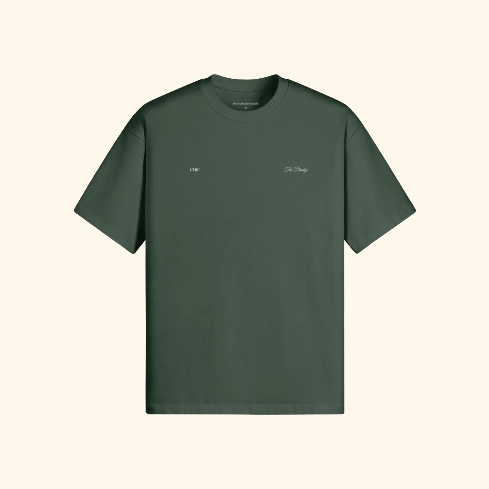Portraits de Famille The Tee Bridge Forest Green Heavy Cotton Front