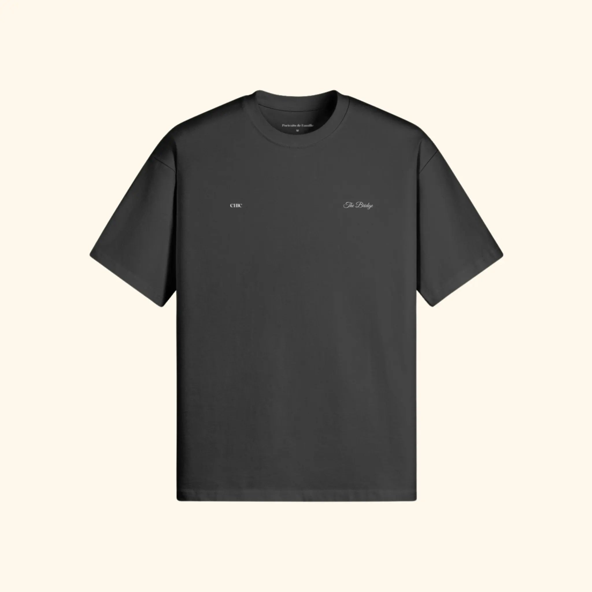 Portraits de Famille The Tee Bridge Midnight Black Heavy Cotton Front