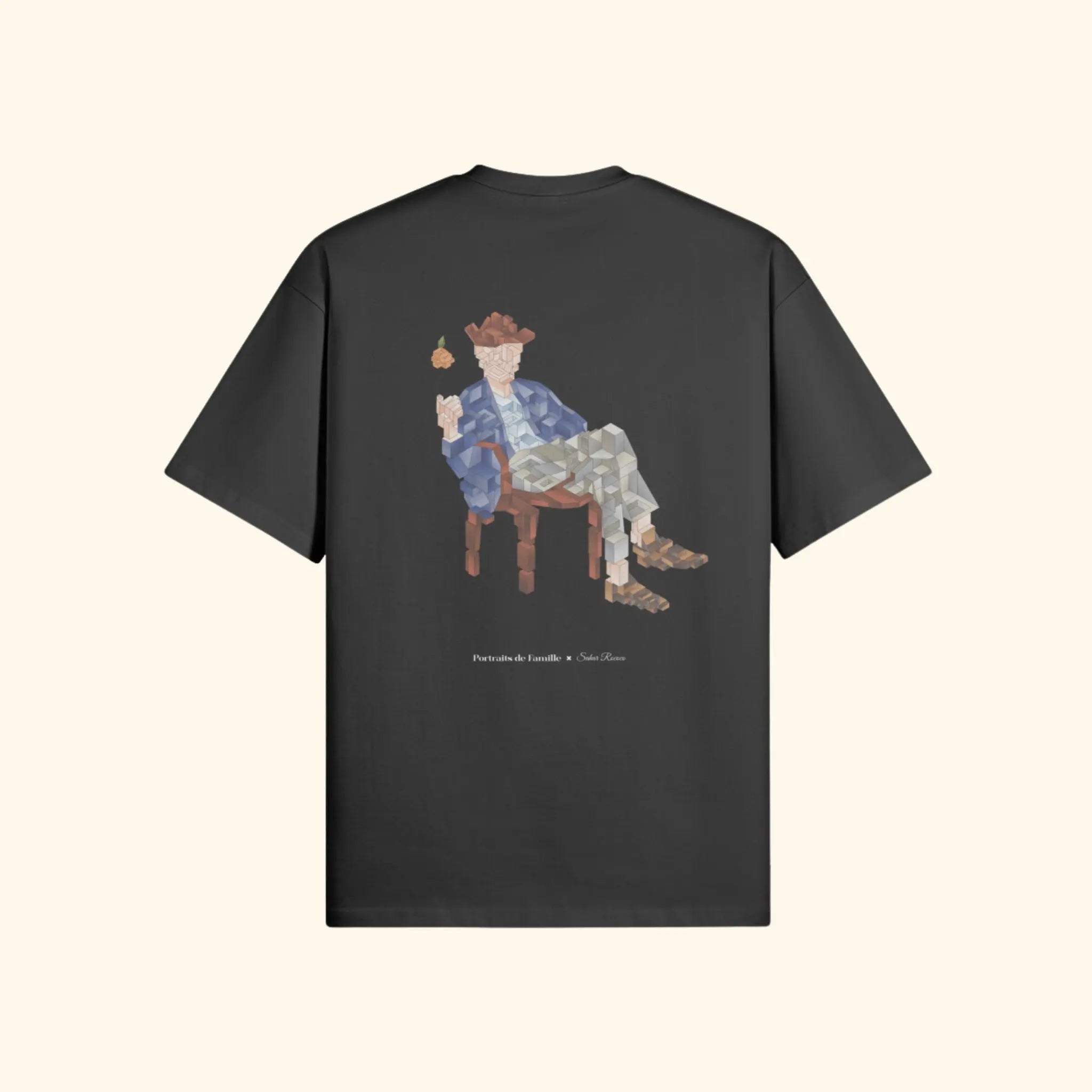 Portraits de Famille The Tee Catch Midnight Black Heavy Cotton Back