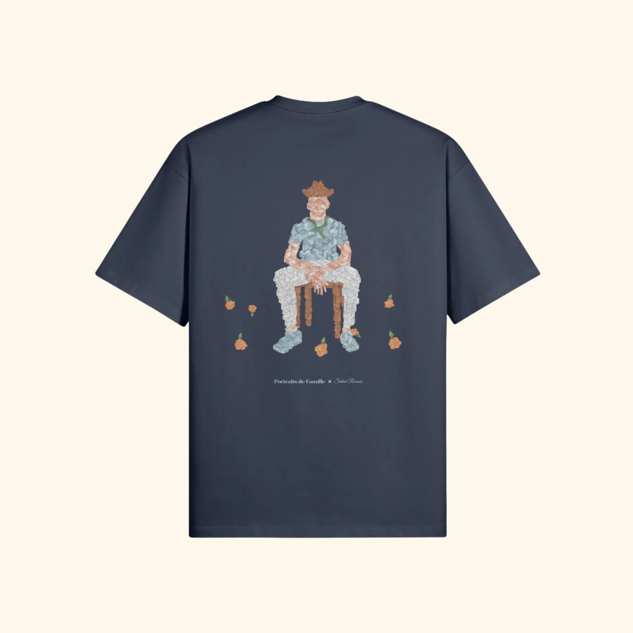 Portraits de Famille The Tee Falling Harbor Blue Heavy Cotton Back