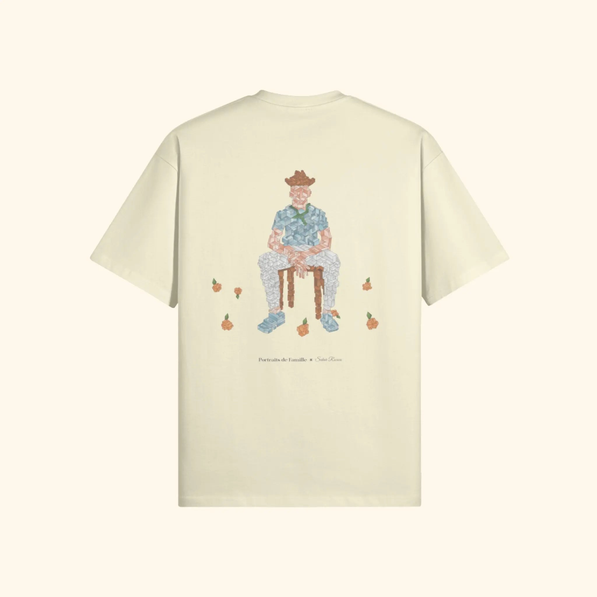 Portraits de Famille The Tee Falling Pastel Cream Heavy Cotton Back