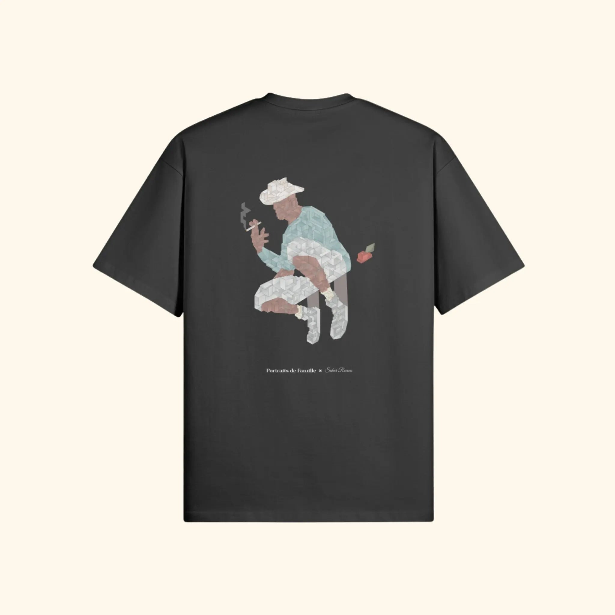 Portraits de Famille The Tee Fly Away Midnight Black Heavy Cotton Back