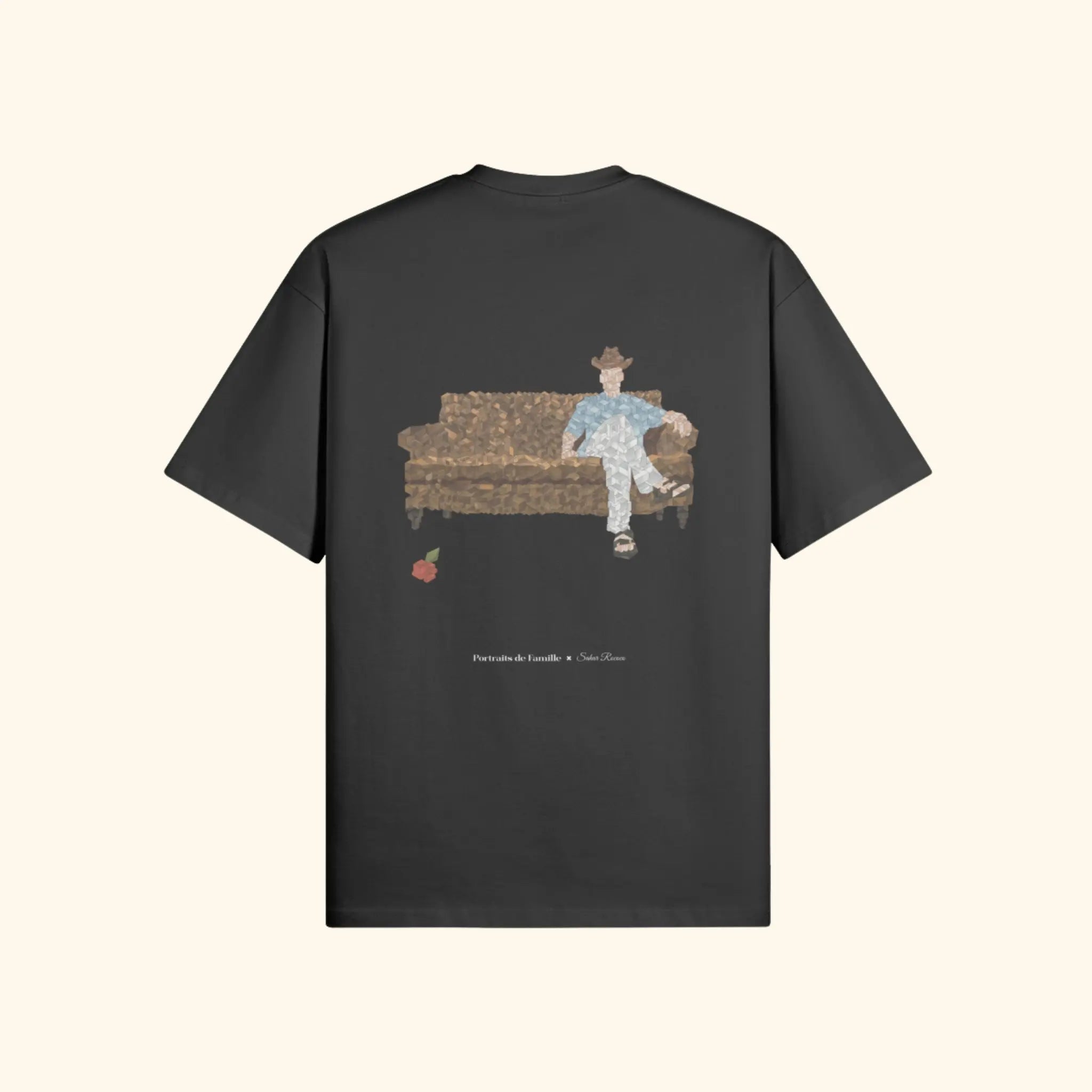 Portraits de Famille The Tee Waiting Room Midnight Black Heavy Cotton Back